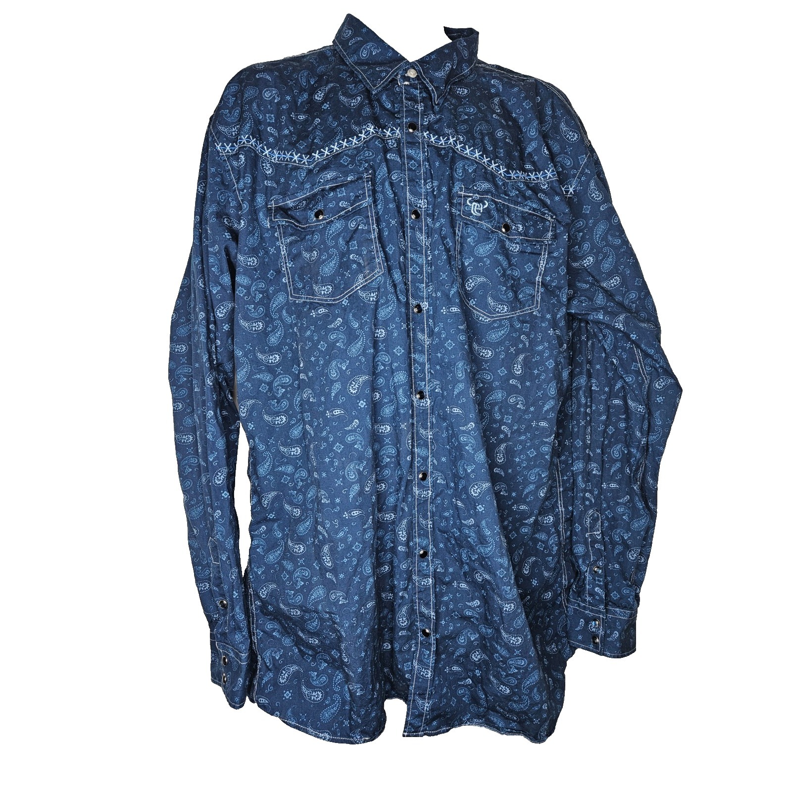 Cowboy Hardware Western Shirt Xlt Tall Paisley Snap Rodeo Ranch Workwear